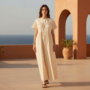 Bird & Knoll Palma Maxi Dress Ivory Cotton Poplin NWT Size XS